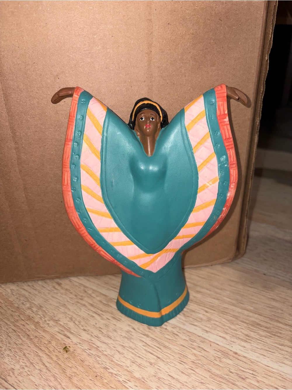 Hand-Painted Teal and Coral Angel Figurine - Home Accents